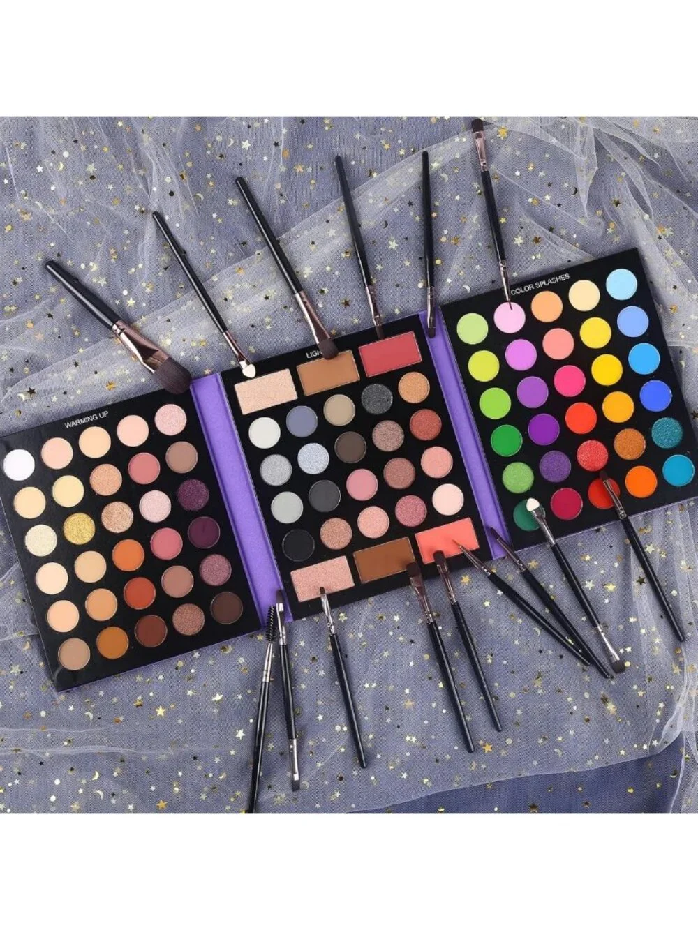 15-Piece Eyeshadow Palette & Brush Set - 86 Pigmented Colors, Matte & Shimmer